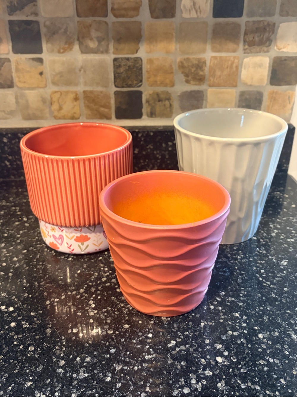Boho Cottagecore 3pc Ceramic Planter Pots Bundle